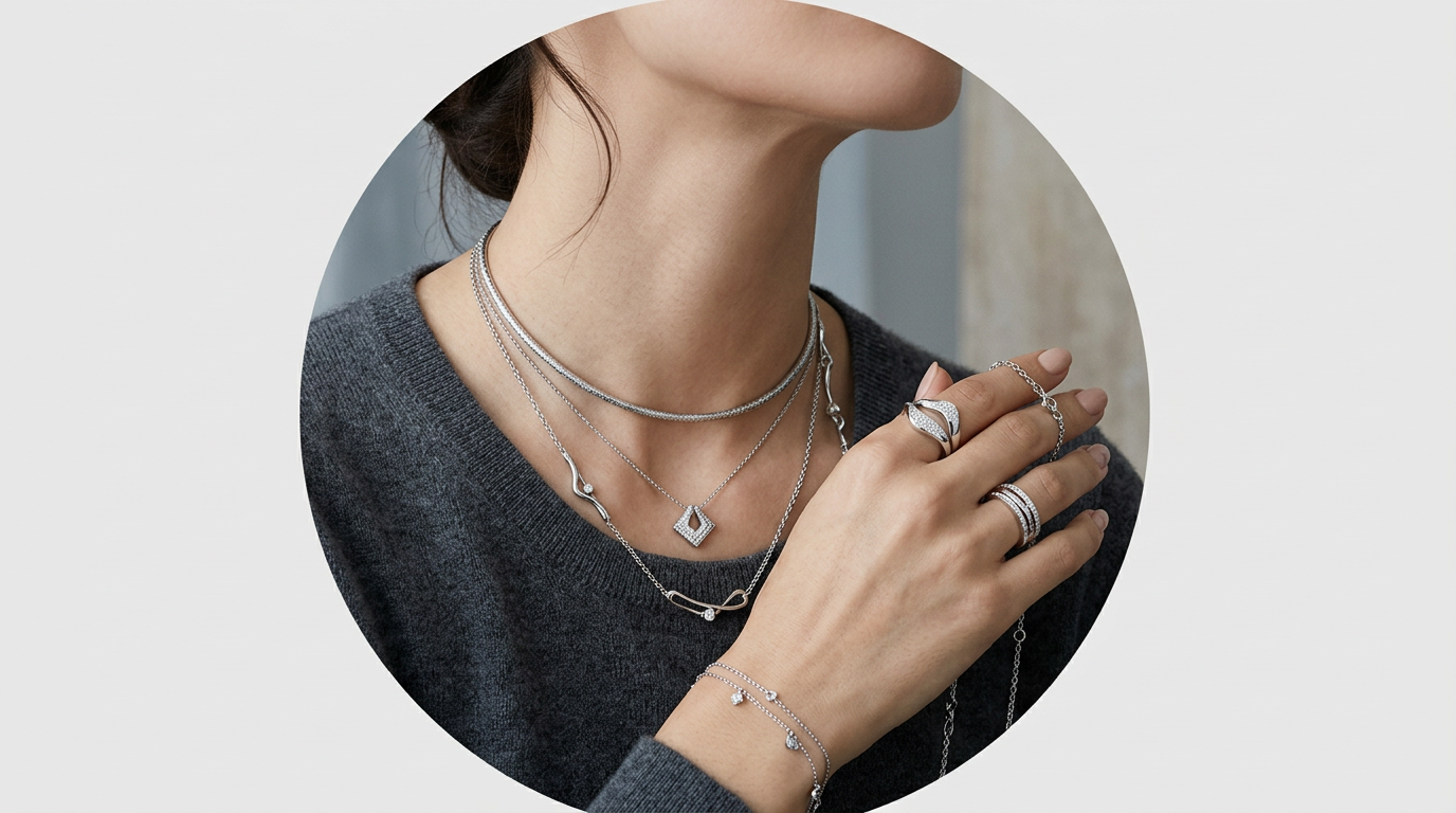 Silver and white gold jewelry